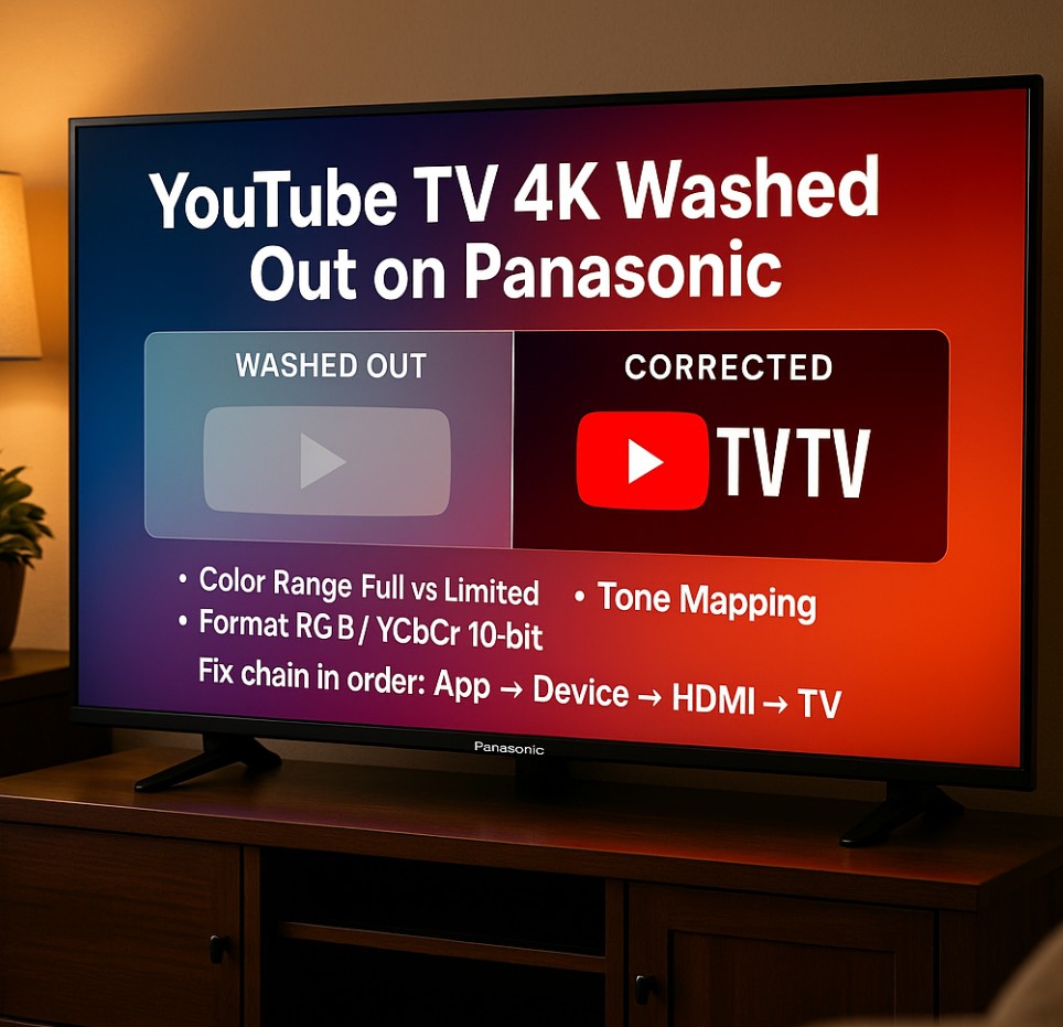 YouTube TV 4K washed out on Panasonic