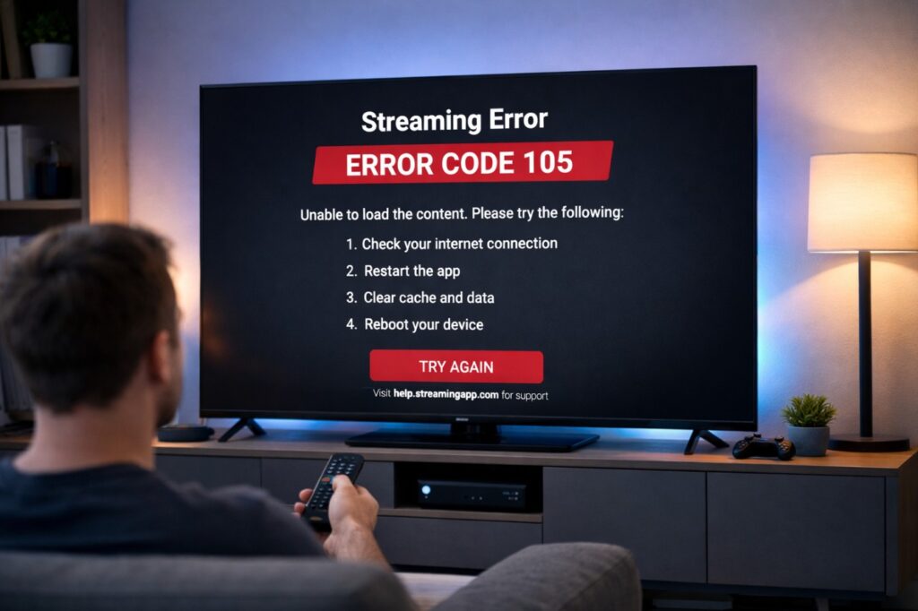 Streaming app error codes on TV fix