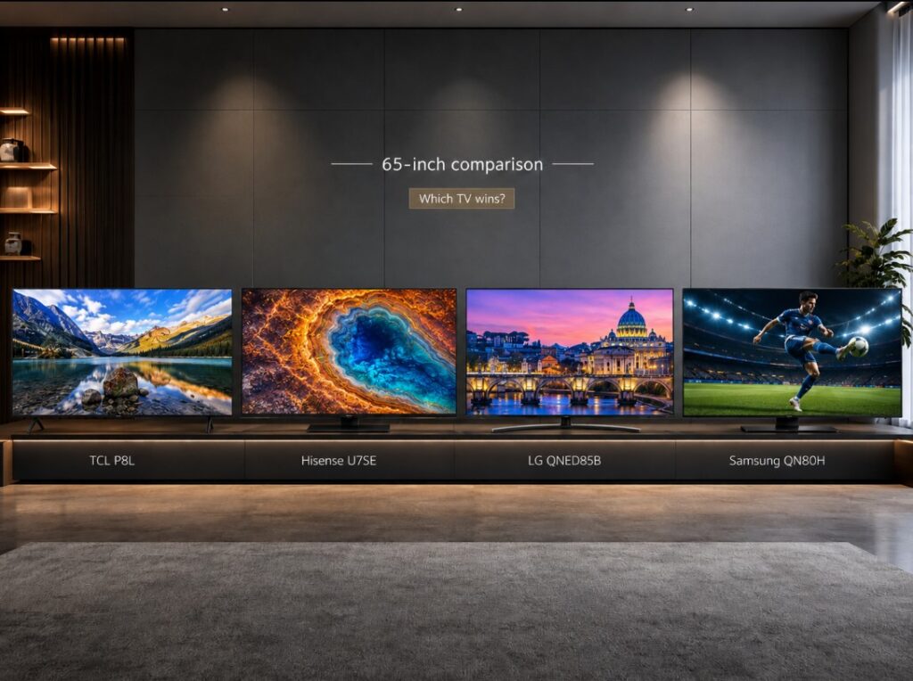 TCL P8L vs Hisense U7SE, LG QNED85B and Samsung QN80H — which 65-inch TV wins?